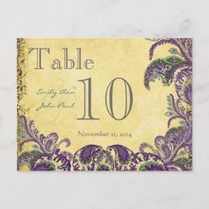 Paarse peacock-kleuren Paisley Weddenrolnummer Briefkaart