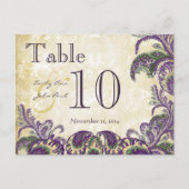 Paarse peacock-kleuren Paisley Weddenrolnummer Briefkaart (Voorkant)