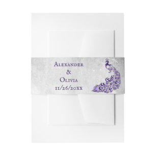 Paarse Peacock Leaf Vine Invite Belly Band Uitnodigingen Wikkel