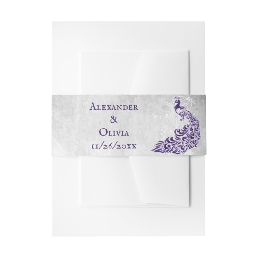 Paarse Peacock Leaf Vine Invite Belly Band Uitnodigingen Wikkel (Voorkant Voorbeeld)