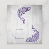Paarse Peacock Leaf Vine Reception Place Card Plaatskaartje (Buitenkant ongevouwen)