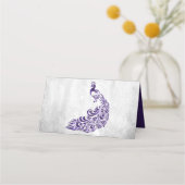 Paarse Peacock Leaf Vine Reception Place Card Plaatskaartje (Achterkant)