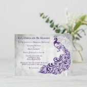 Paarse Peacock Leaf Vine Rehearsal Dinner Invite Kaart (Staand voorkant)