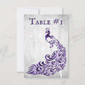 Paarse Peacock Leaf Vine Table Kaart (Achterkant)
