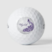 Paarse Peacock Persoonlijke Golf Balls Golfballen (Voorkant)