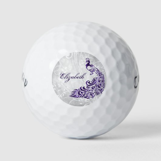 Paarse Peacock Persoonlijke Golf Balls Golfballen (Voorkant)