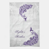 Paarse Peacock - Persoonlijke keukenhanddoeken (Verticaal)