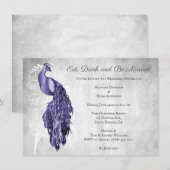 Paarse Peacock-repetitie Inbeluitnodiging Kaart (Voorkant / Achterkant)