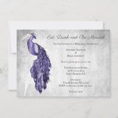 Paarse Peacock-repetitie Inbeluitnodiging Kaart (Voorkant)