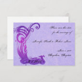 Paarse Peacock sparen de Datum Save The Date (Voorkant / Achterkant)