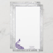 Paarse Peacock Stationery Briefpapier (Voorkant / Achterkant)