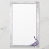 Paarse Peacock Stationery Briefpapier (Achterkant)