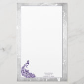 Paarse Peacock Stationery Briefpapier (Voorkant)