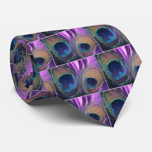 Paarse Peacock Stropdas (Opgerold)