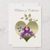 Paarse Peacock Tortelduifjes Weddenschap Kaart (Voorkant)