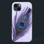 Paarse Peacock Veer op Paars Case-Mate iPhone Case<br><div class="desc">Een pauw met de paarse tonen op een transparante paarse achtergrond.</div>