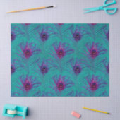 Paarse Peacock-veren op Blauwgroen ontkoppeling Tissuepapier (Craft)
