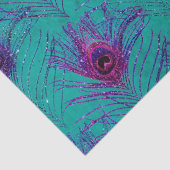 Paarse Peacock-veren op Blauwgroen ontkoppeling Tissuepapier (Detail)