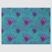 Paarse Peacock-veren op Blauwgroen ontkoppeling Tissuepapier (Voorkant)