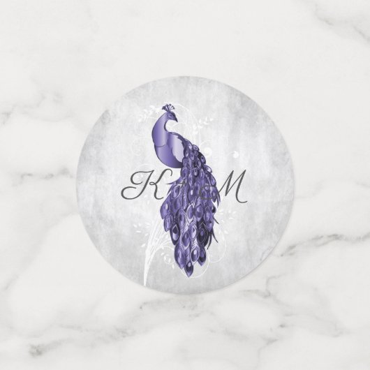 Paarse Peacock Wedding Confetti (Kleine voorkant)