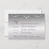 Paarse Peacock Wedding RSVP Weddenschappen (Achterkant)