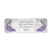 Paarse Peacocks adreslabel Etiket (Voorkant)