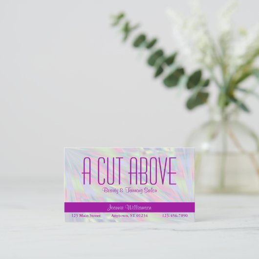 Paarse Pearl Beauty Salon Visitekaartje (Staand voorkant)