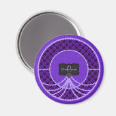 Paarse Pearl Damask-Round Magnet (Voorkant / Achterkant)