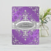 Paarse Pearl  Glamor Quinceanera Kaart (Staand voorkant)