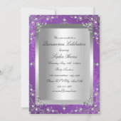 Paarse Pearl  Glamor Quinceanera Kaart (Achterkant)