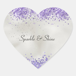 Paarse Pearl Silver Sparkle Hart Sticker