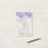 Paarse Pearl Silver Sparkle Post-it® Notes (Op bureau)