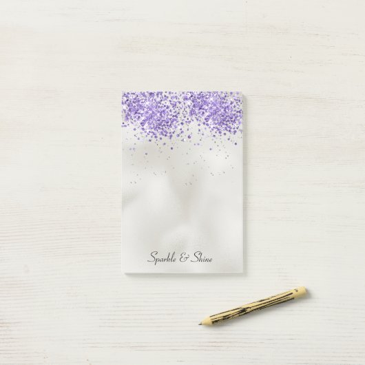 Paarse Pearl Silver Sparkle Post-it® Notes (Op bureau)