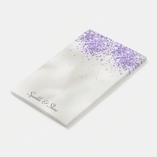 Paarse Pearl Silver Sparkle Post-it® Notes (Schuin)