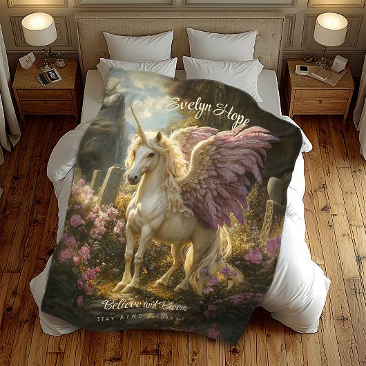 Paarse Pegasus Keltische Stenen Cirkel Mythisch Pa Fleece Deken