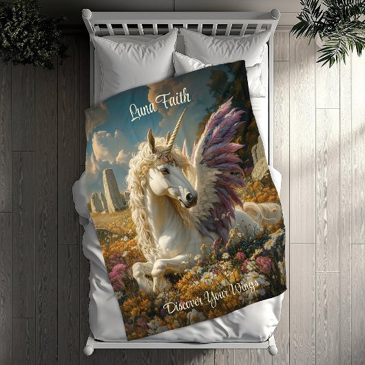 Paarse Pegasus Stone Circle Fantasy Mythisch Paard Fleece Deken