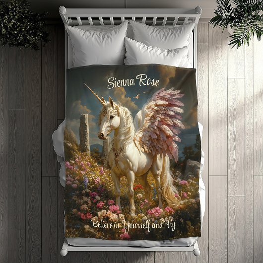 Paarse Pegasus Stone Circle Fantasy Mythisch Paard Fleece Deken