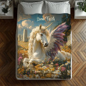 Paarse Pegasus Stone Circle Fantasy Mythisch Paard Fleece Deken