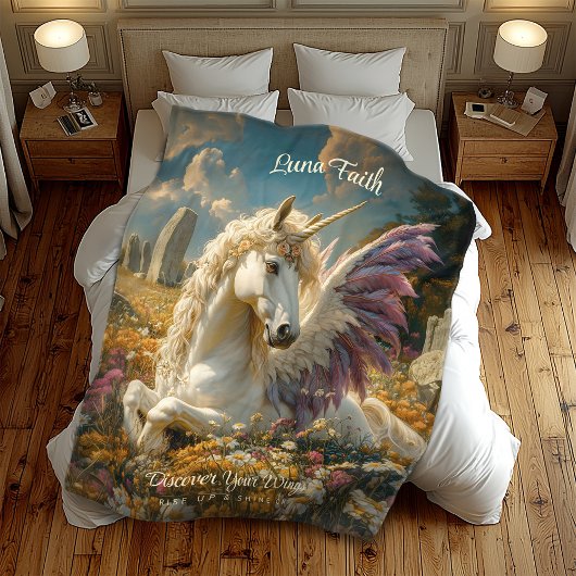 Paarse Pegasus Stone Circle Fantasy Mythisch Paard Fleece Deken