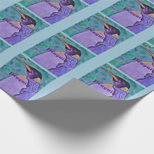 Paarse Penguin Cadeaupapier (Hoek)