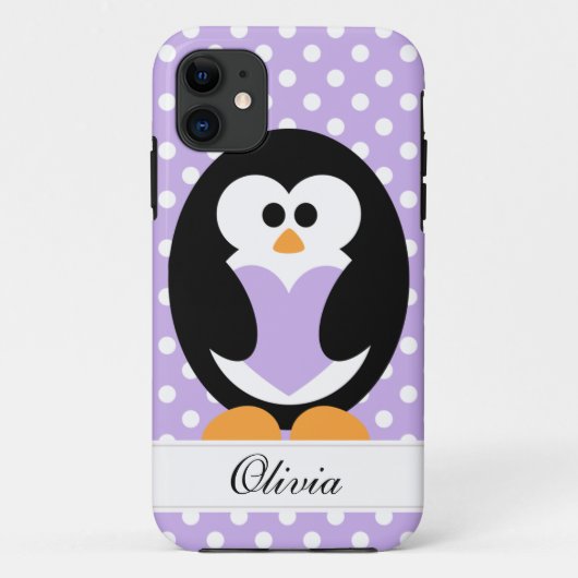 Paarse Penguin Love Case-Mate iPhone Case (Achterkant)