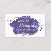 Paarse penseelstreek | Royal Violet Modern Splatte Visitekaartje (Voorkant)