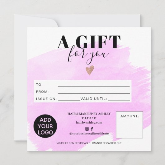 Paarse penseeltweekleppige penseelcadeaubon logo (Voorkant)