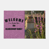 Paarse penstemon en roestige oude melkblik foto deurmat (Voorkant)