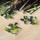 Paarse penstemon en roestige oude melkblik foto legpuzzel (Zijkant)