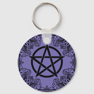 Paarse  Pentacle Wicca Star Sleutelhanger