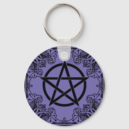Paarse  Pentacle Wicca Star Sleutelhanger (Voorkant)