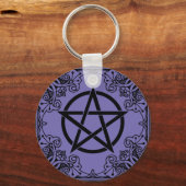 Paarse  Pentacle Wicca Star Sleutelhanger (Voorkant)