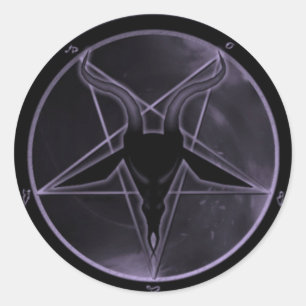 Paarse pentagram ronde sticker