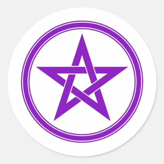 Paarse pentakel pentagram ronde sticker (Voorkant)